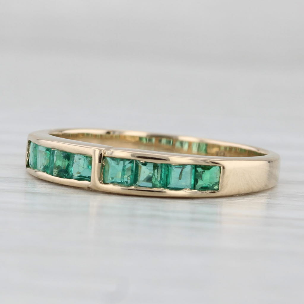 0.56ctw Emerald Stackable Ring 18k Yellow Gold Size 6.75 Wedding Band