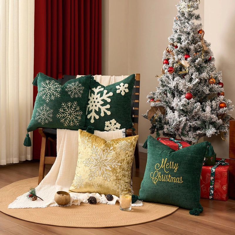 Minimalist Letter Snowflake Cotton Pillow Cases Couch & Sofa Decor