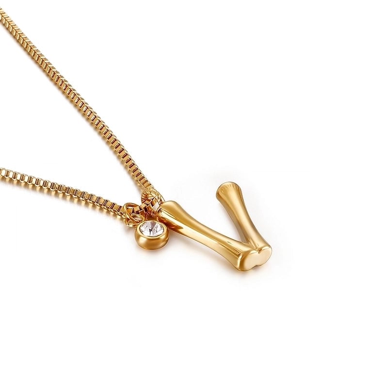 Titanium Steel 18K Gold Plated Minimalist Commute Patchwork Letter Necklace