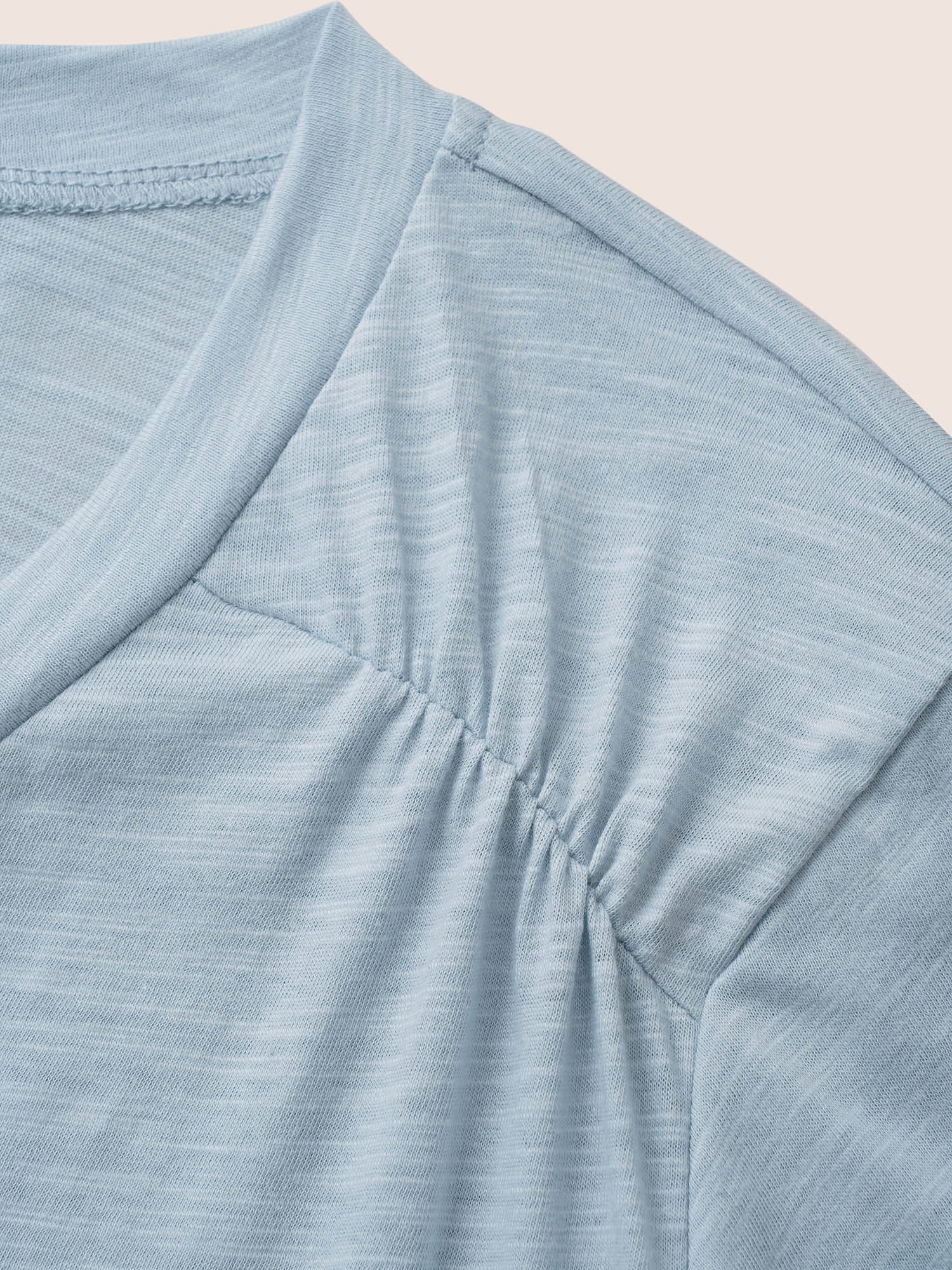 Plain Ruffle Sleeve Heather V Neck T-shirt