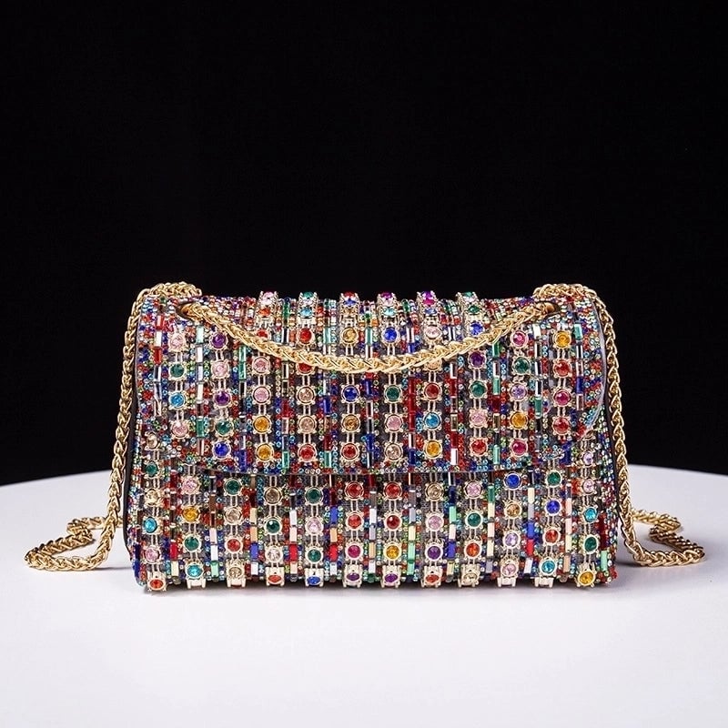 Silver Colorful Pu Leather Solid Color Square Evening Bags