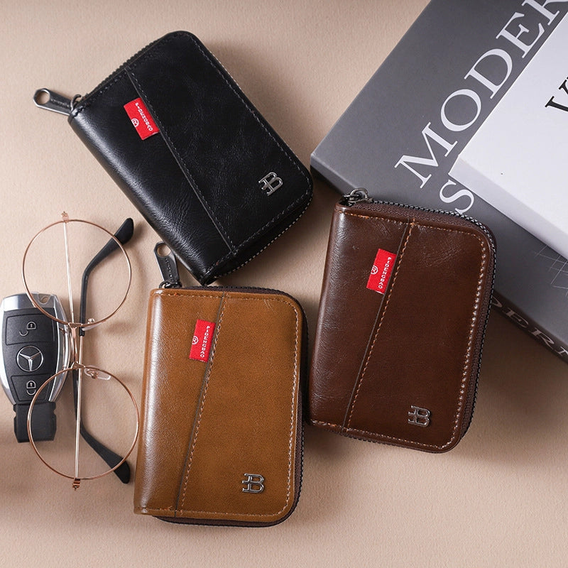 Unisex Solid Color Pu Leather Zipper Small Wallets