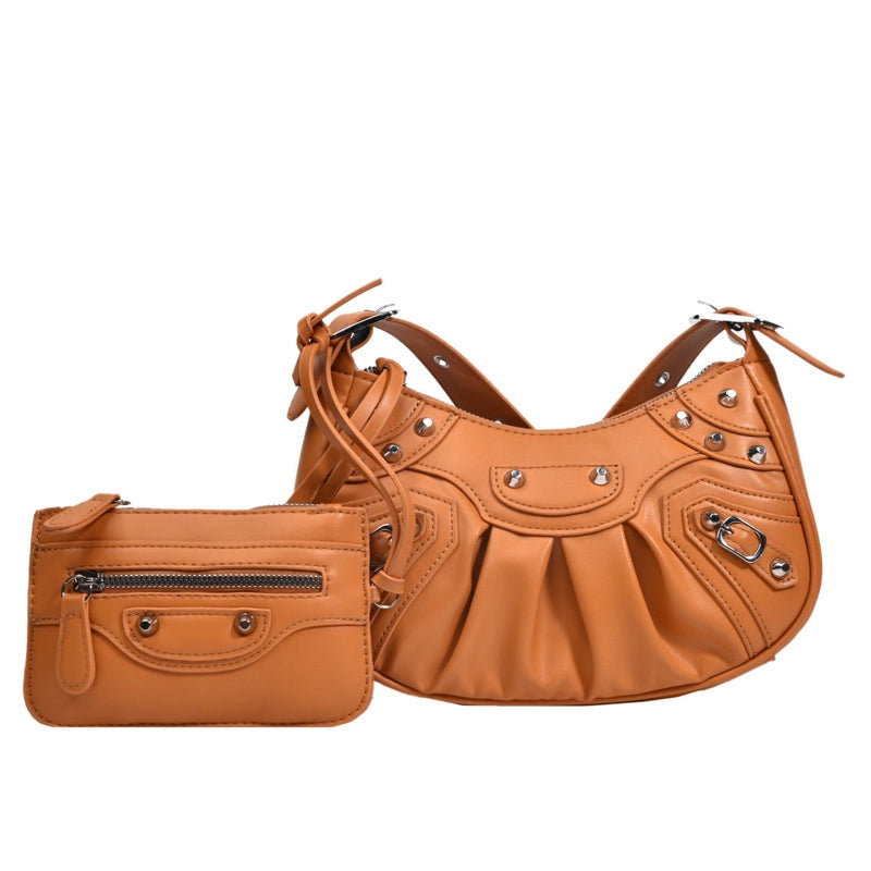 Women's Medium All Seasons Pu Leather Solid Color Fashion Dumpling Shape Zipper Cloud Shape Bag