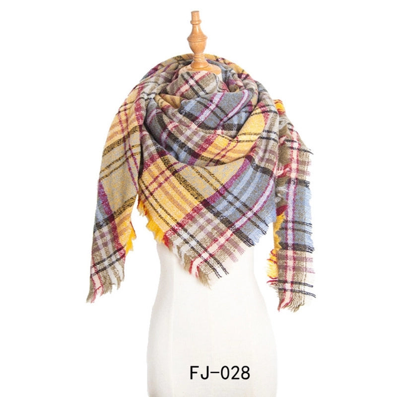 Autumn And Winter New Ring Yarn Thickened Double-sided Lattice Prick Scarf Scarf Women's Scarf Shawl Manufacturers