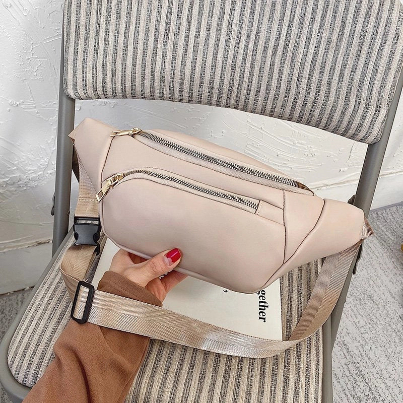 Women's Streetwear Solid Color Pu Leather Waist Bags