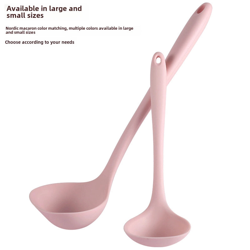 Silicone Soup Spoon Food Grade Long Handle Household Large Soup Spoon High Temperature Resistant Mini Porridge Spoon Frying Spoon Non-stick Cooking Pan Spoon