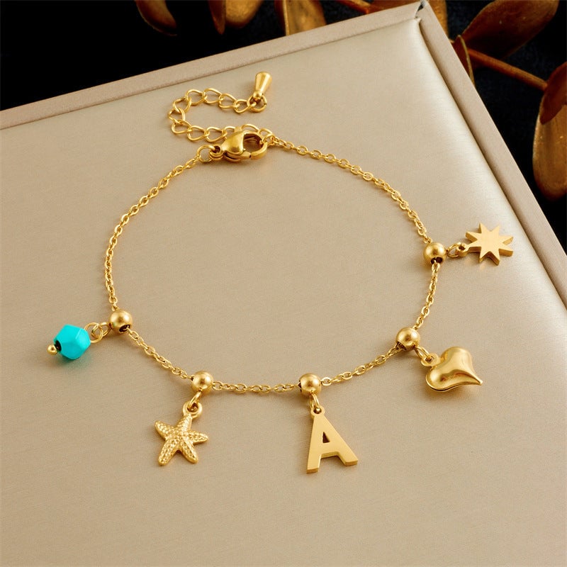 Fashionable And Versatile Bowknot Pearl Love Heart Oil Drop Contrast Color Elephant Accessories Stainless Steel Chain Bracelet