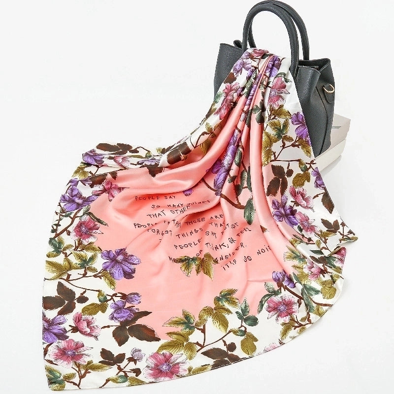 Spring Artificial Silk Women's Satin Scarf Printed All-matching Scarf 90 Large Kerchief Mother's Day Gift
