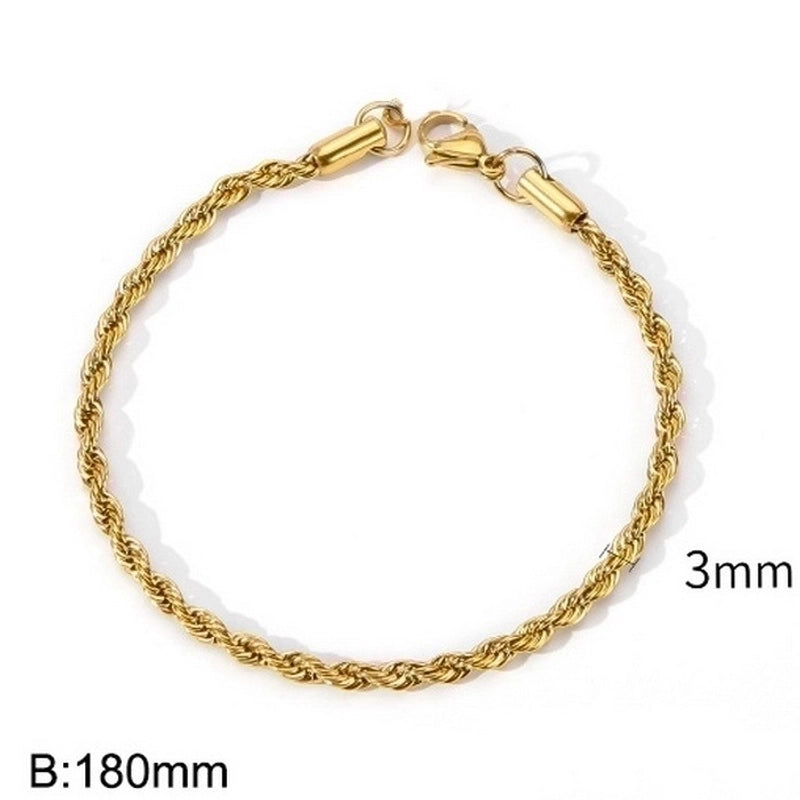 Minimalist Twist Stainless Steel 18K Gold Plated Bracelets In Bulk