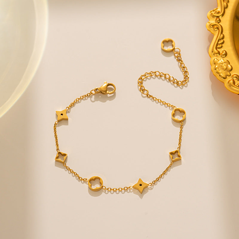 IG Style Women Letter Text Number Titanium Steel 18K Gold Plated Bracelets