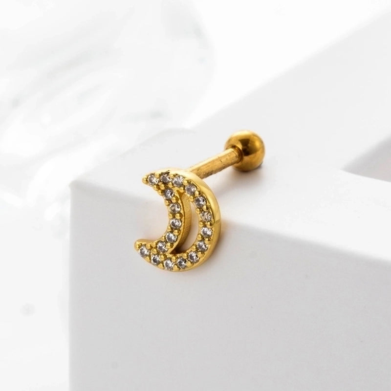 Ear Cartilage Rings & Studs Geometric 316L Stainless Steel  Copper Inlaid Zircon