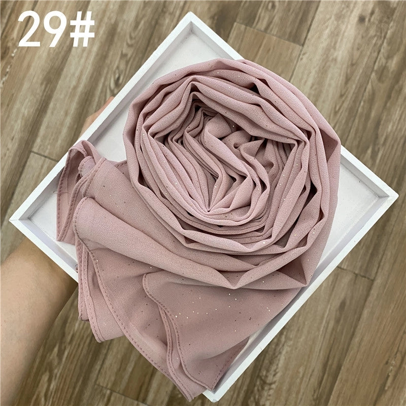 Solid Color Sprinkling Gold Pearl Chiffon Chiffon Fashion Sprinkling Gold Scarf Women's Toe Chiffon Glitter Scarf