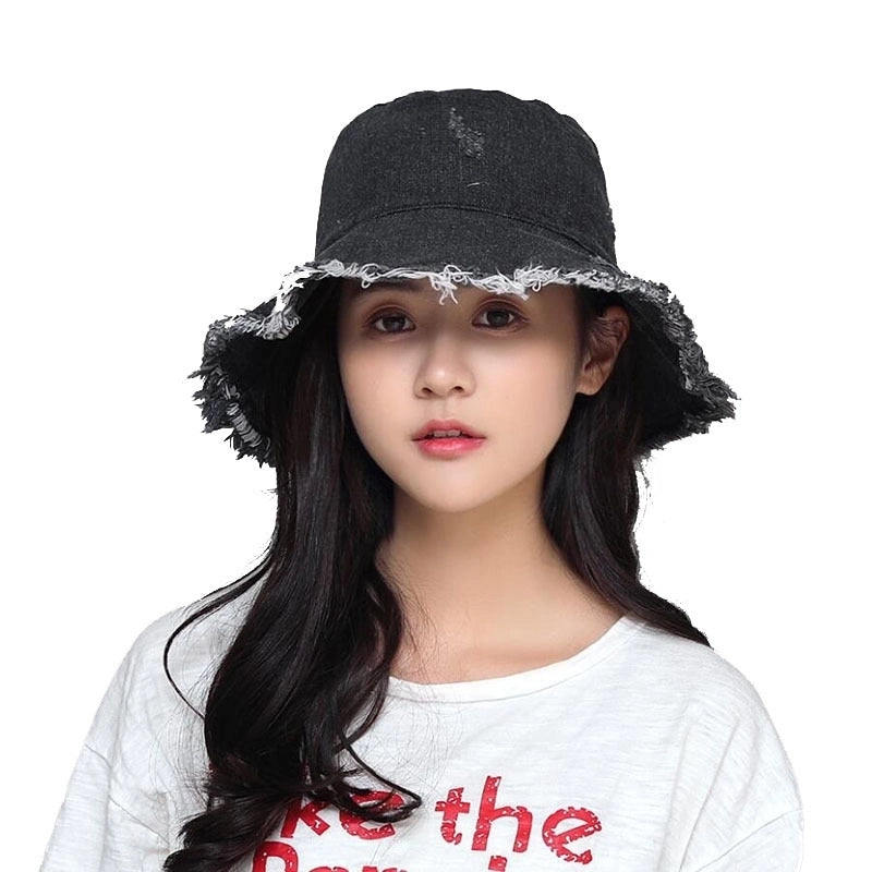 Women's Minimalist Commute Solid Color Patchwork Crimping Bucket Hat