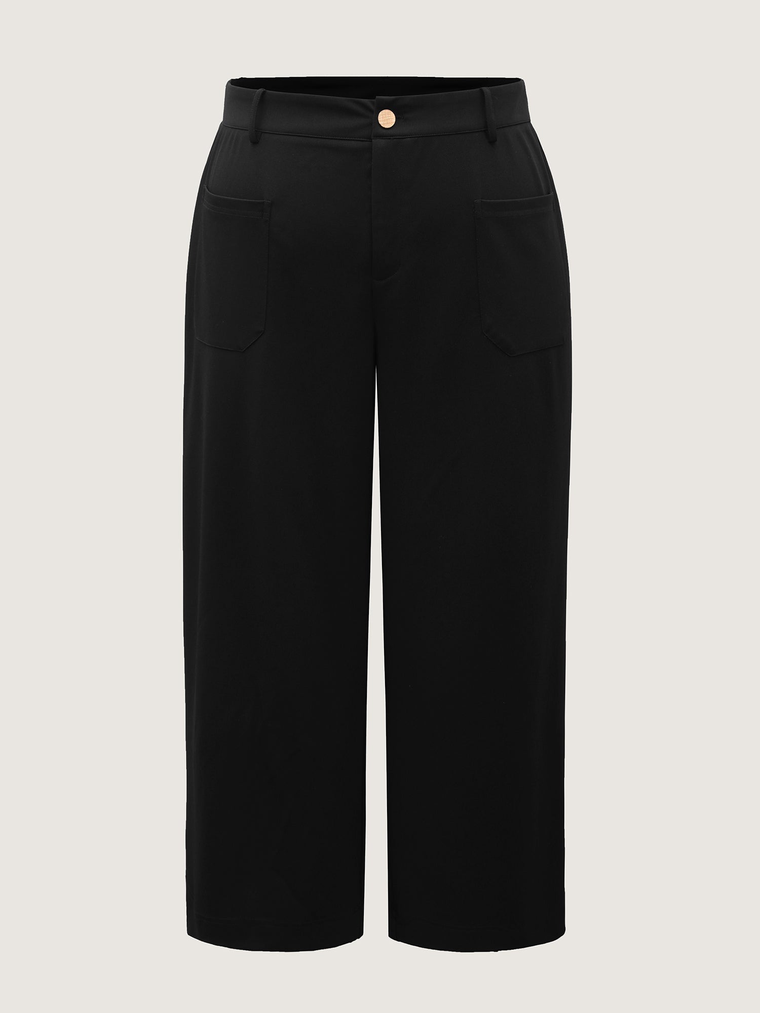 Pockets Wide-Leg Solid Pants