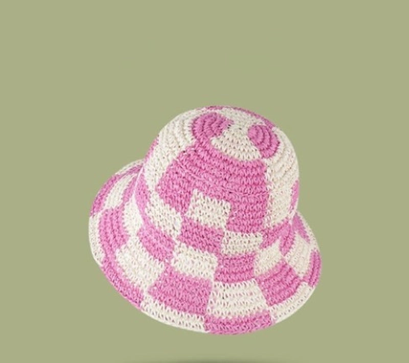 Women's Basic Lattice Braid Flat Eaves Straw Hat