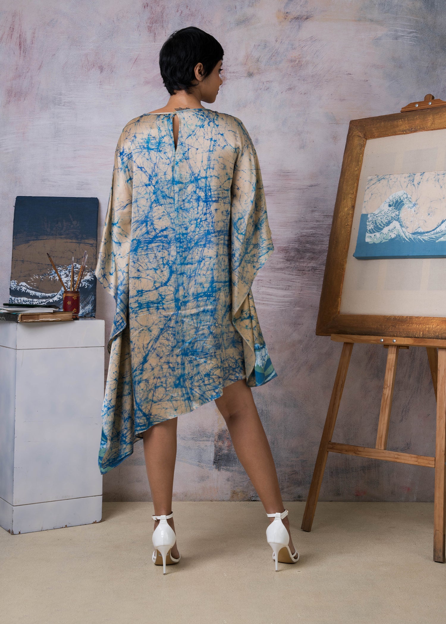 Hokusai The Great Wave Painting inspired kaftan dress