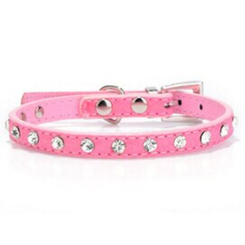 Diamond Crystal Cool Leather Dog Collars
