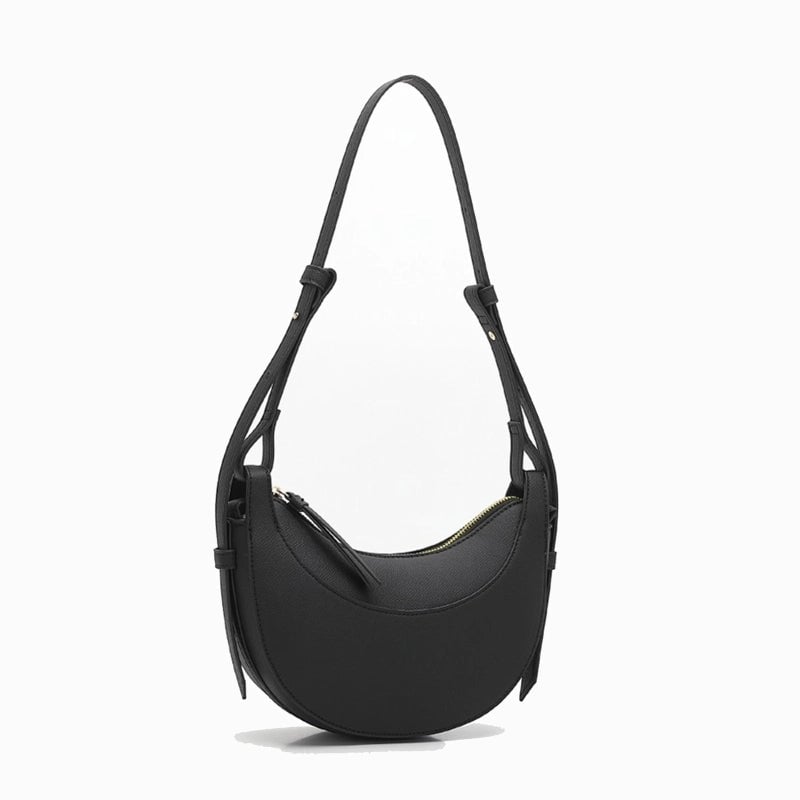 Women's Pu Leather Solid Color Basic Classic Style Dumpling Shape Zipper Underarm Bag
