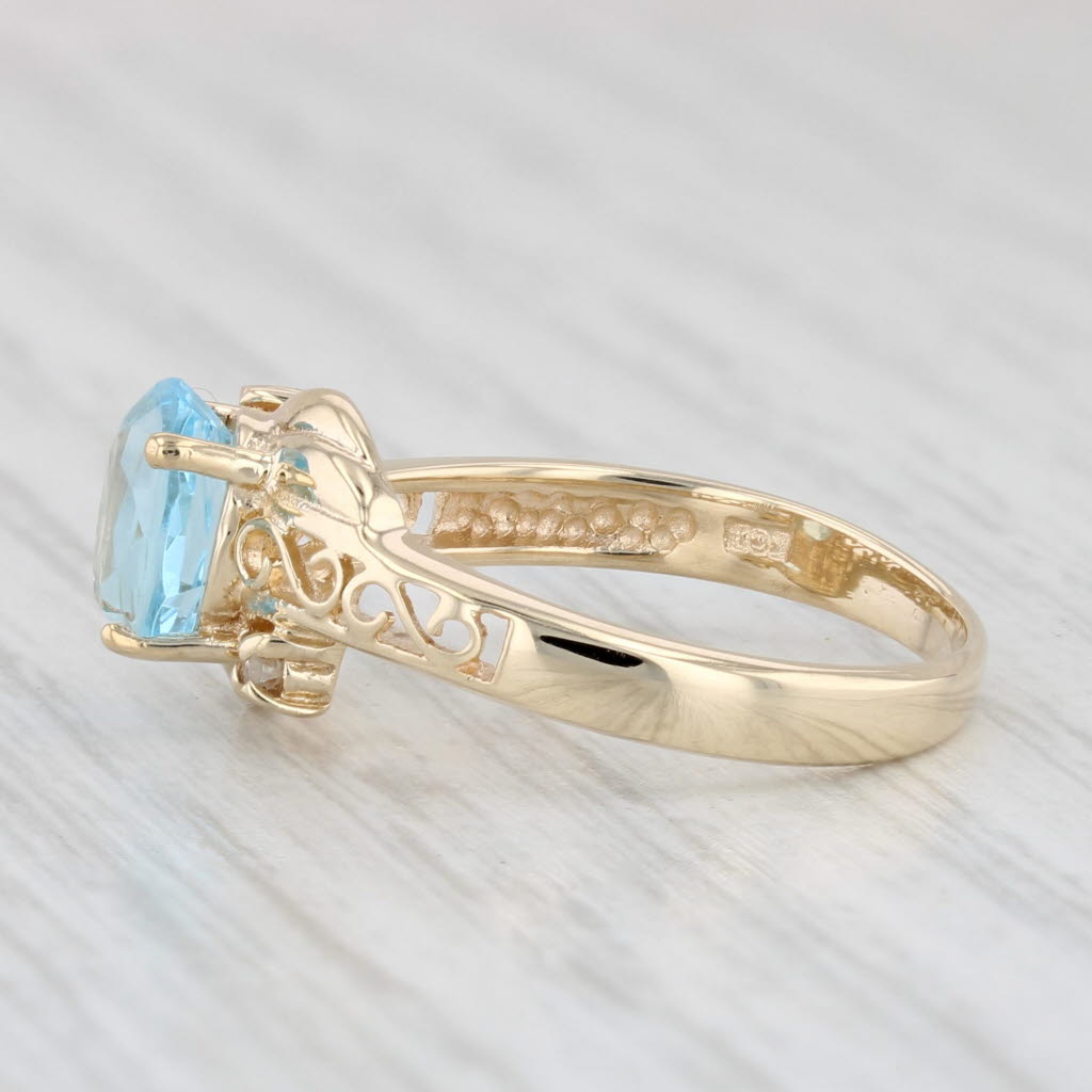 1.02ctw Oval Blue Topaz Diamond Ring 10k Yellow Gold Size 6.25
