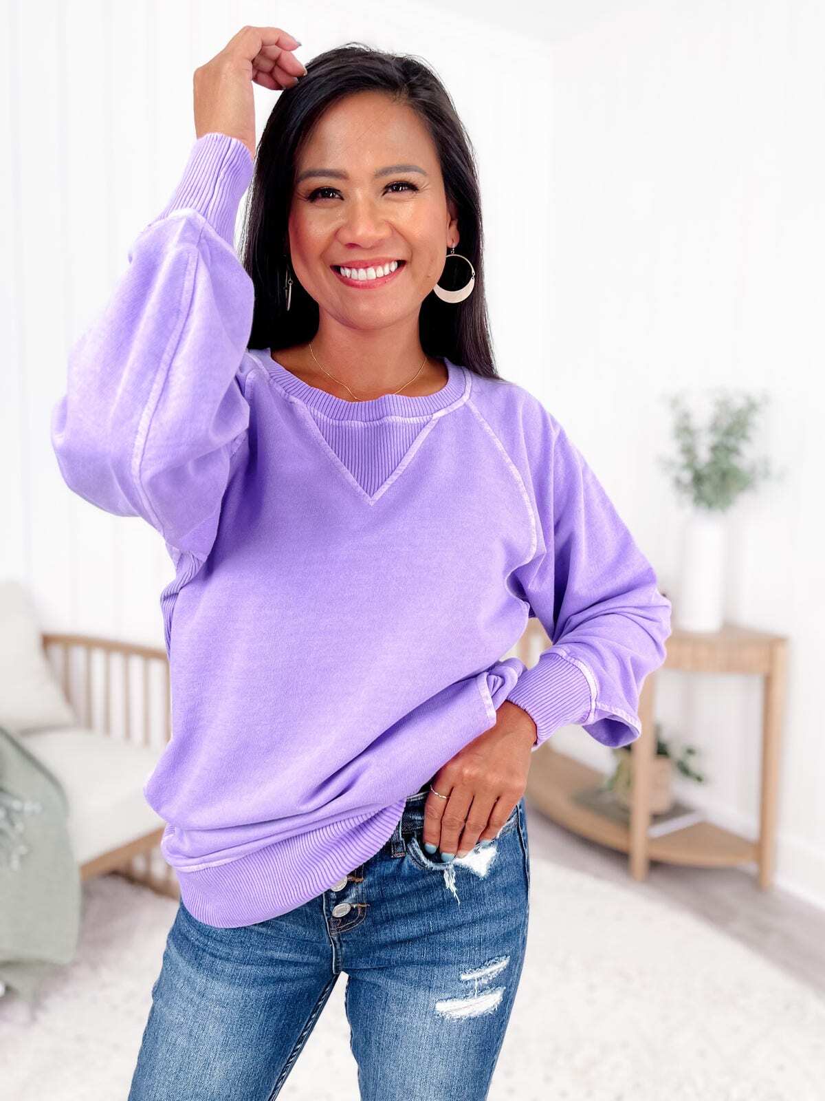 FINAL SALE⚡8 Packs for $24.95⚡ - Door Buster! Zenana Pigment Dyed French Terry Pullover w/ Pockets (Multiple Colors)