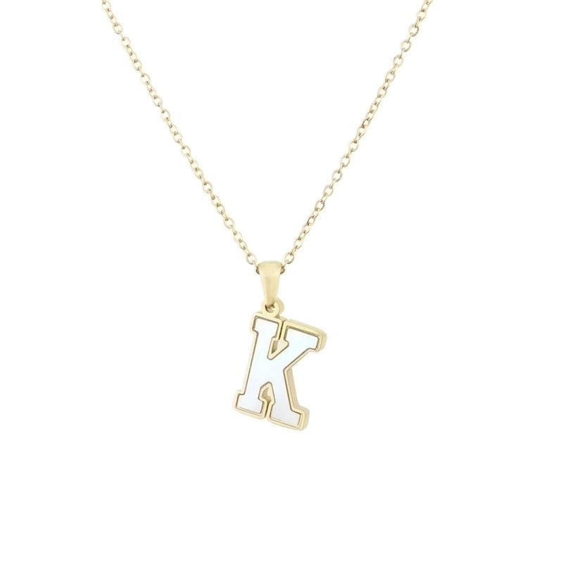 304 Stainless Steel Titanium Steel 18K Gold Plated Minimalist Plating Inlaid Shell Letter Shell