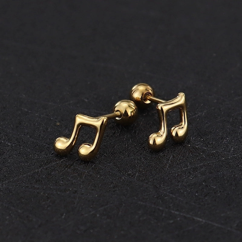 1 Piece Cute Minimalist Geometric Animal Crown Plating Titanium Steel Ear Studs