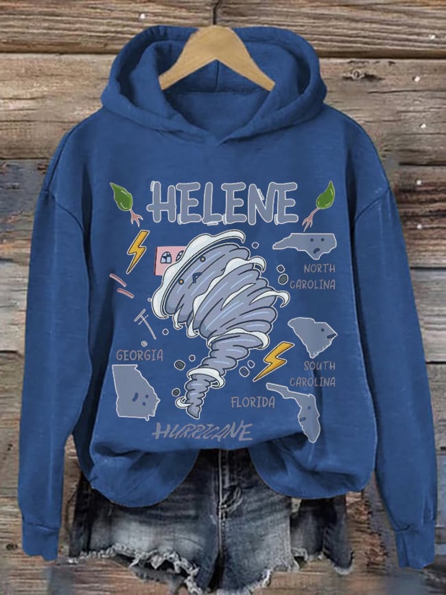 Women's Hurricane Helene Printed Casual Hoodie