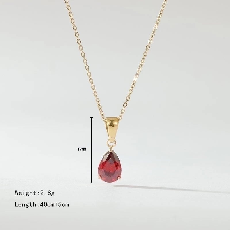 2 Pieces Fashion Water Droplets 304 Stainless Steel Zircon White Gold Plated Gold Plated Inlay Necklace