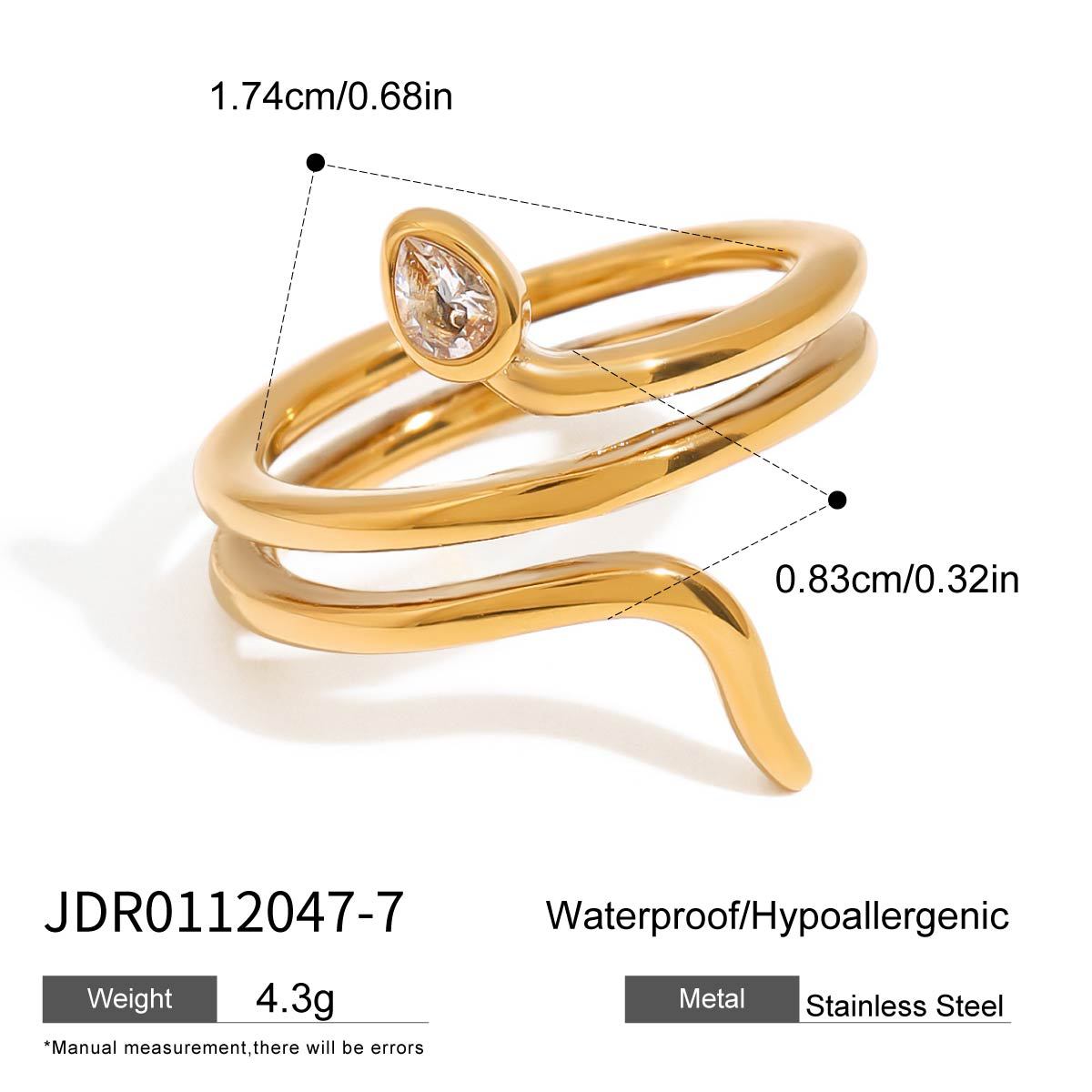 Jie Ding Stainless Steel Snake Ring Titanium Steel Jewelry Female Niche Design Ring Ring
