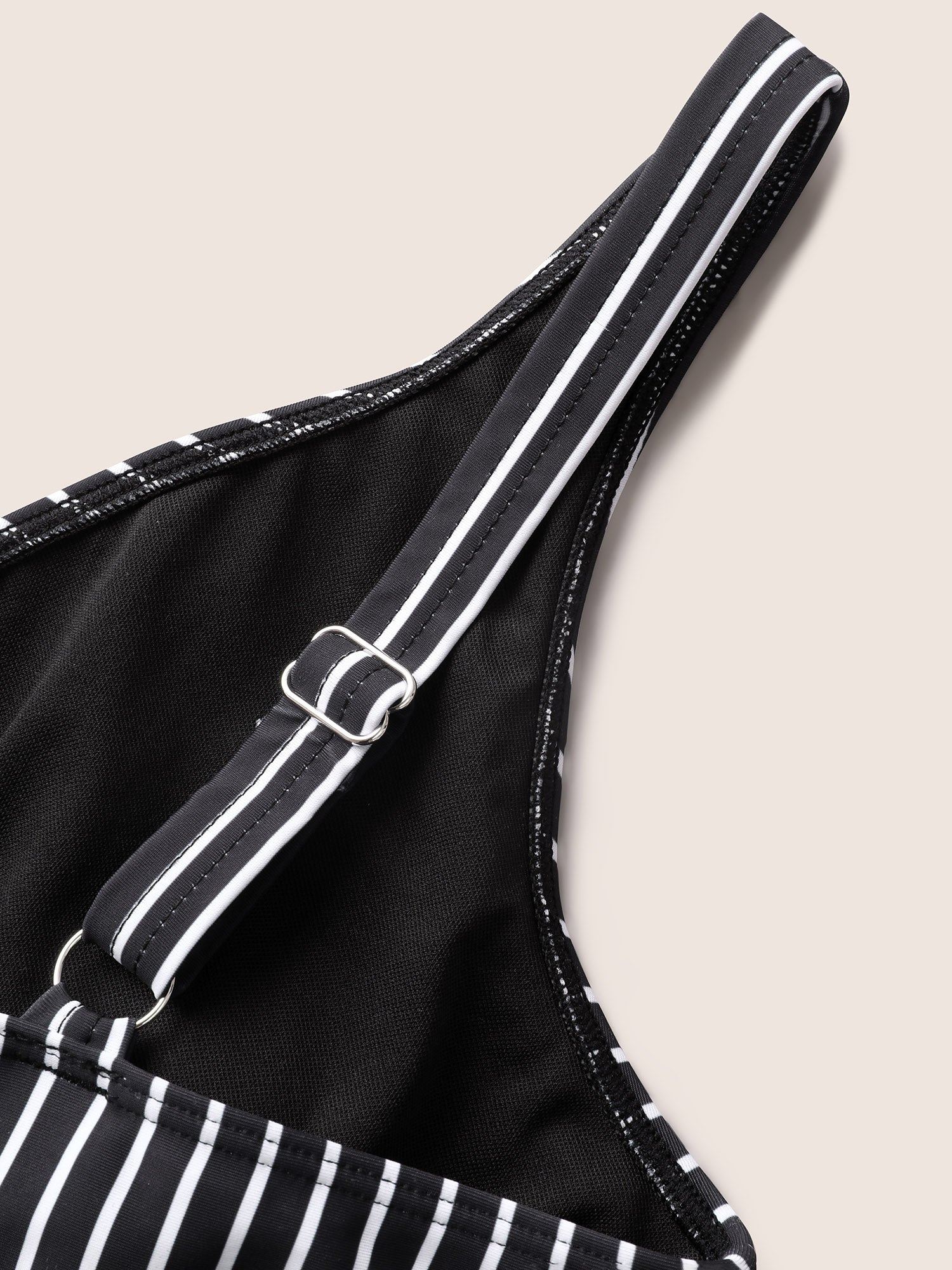 V Neck Striped Patchwork Ruched One Piece Swimsuit