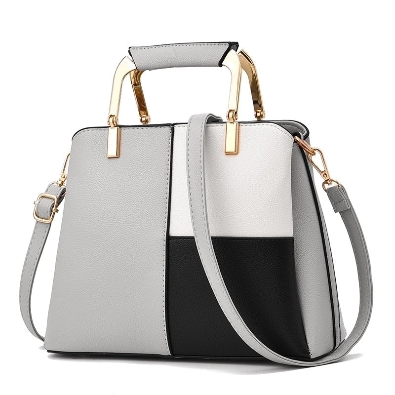 Women's Pu Leather Color Block Vintage Style Square Zipper Handbag