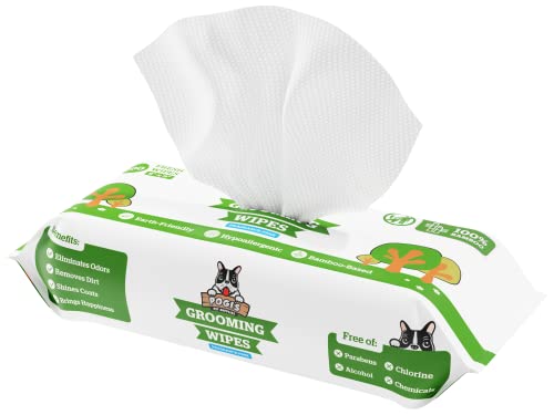 Pogi's Dog Grooming Wipes - 100 Dog Wipes for Cleaning and Deodorizing - Plant-Based. Hypoallergenic Pet Wipes for Dogs. Puppy Wipes - Quick Bath Dog Wipes for Paws. Butt. & Body - Fragrance Free