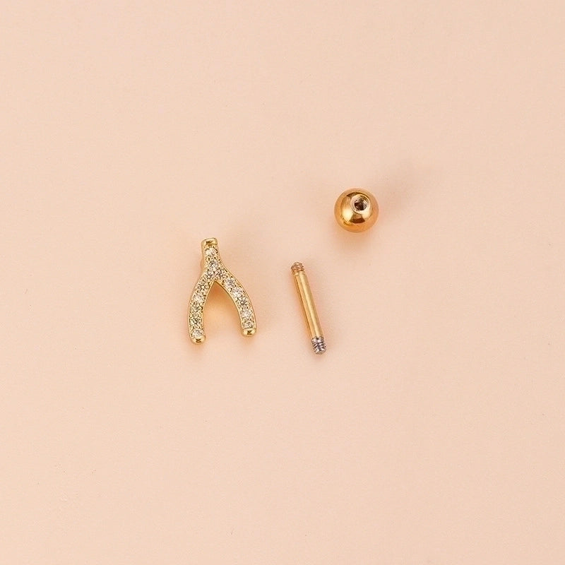 1 Piece Ear Cartilage Rings & Studs Fashion Heart Shape 316L Stainless Steel  Copper Plating Zircon