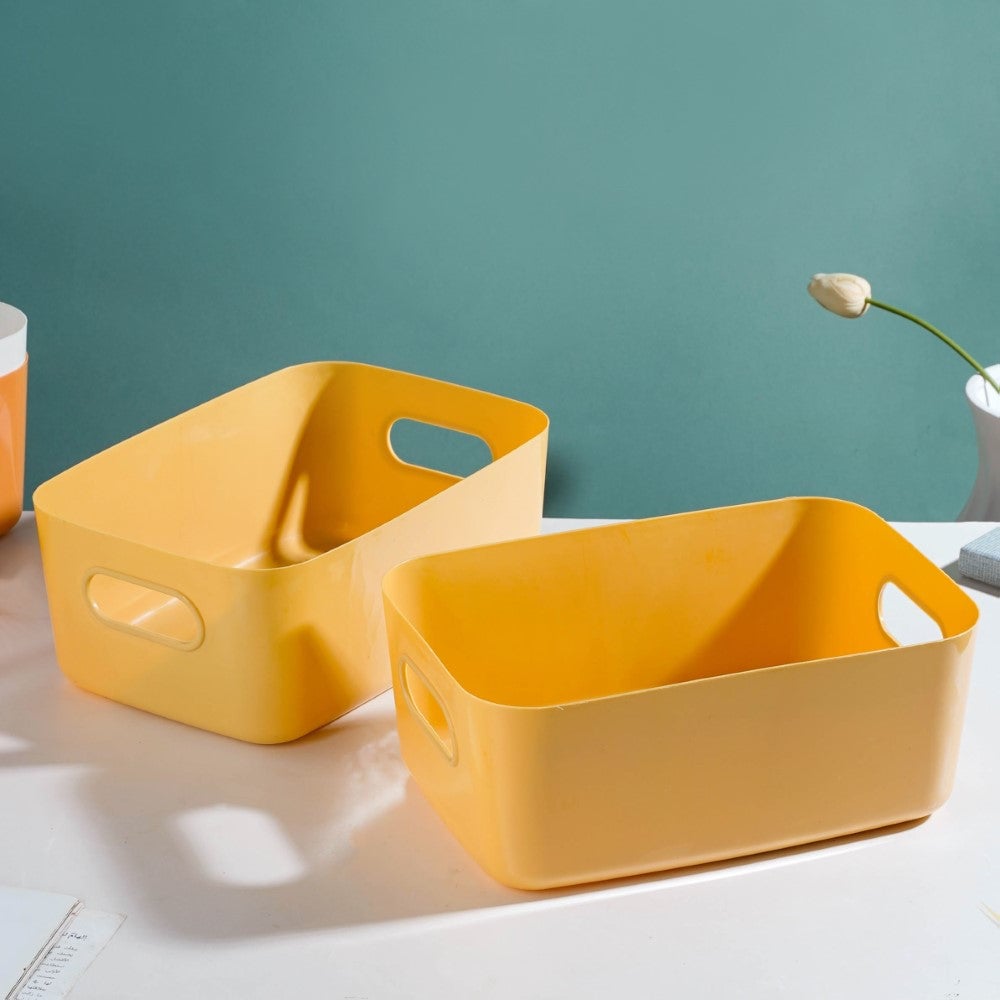 Essentials Storage Basket Yellow Set Of 2 11 Inch