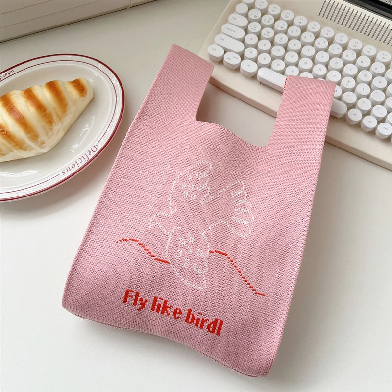 Women's Small Knit Animal Cartoon Cute Open Handbag