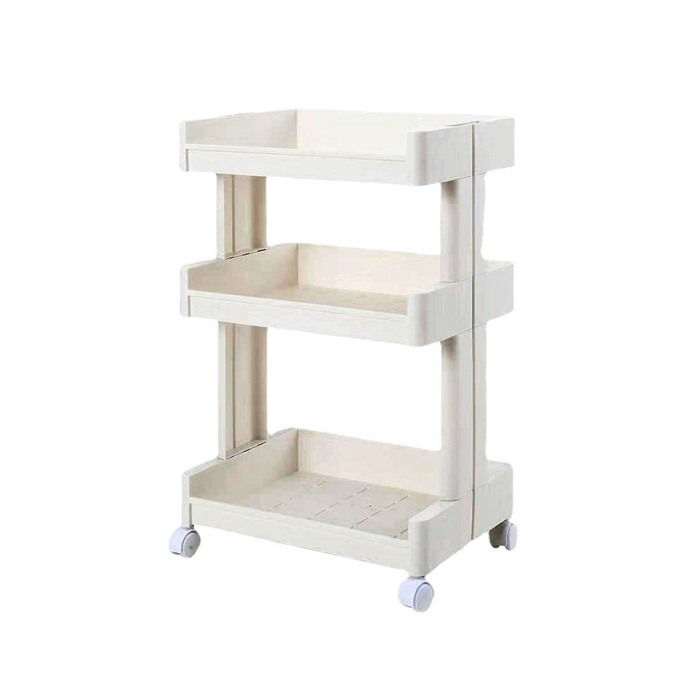 3-TIER MOBILE TROLLEY ORGANIZER WITH DRAWERS & MESH SHELVES FOR KITCHEN