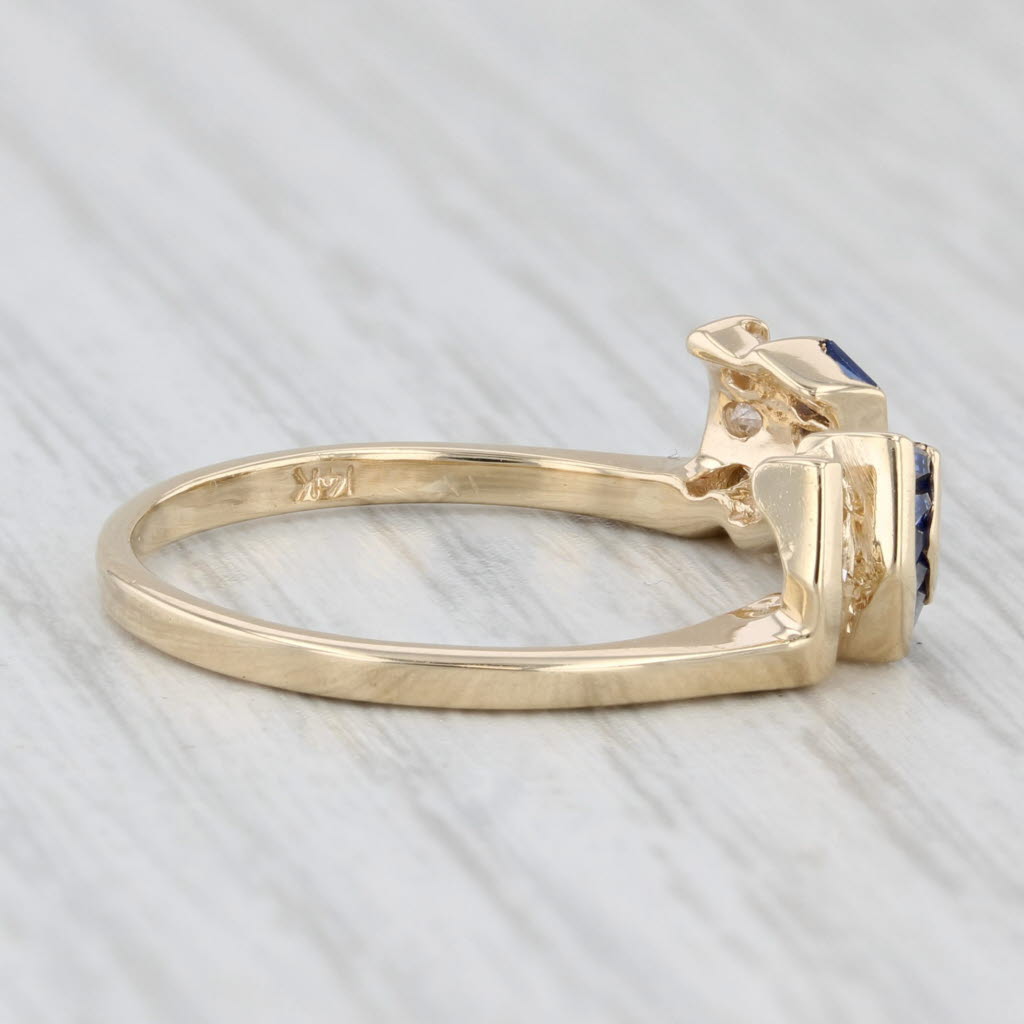 0.27ctw Lab Created Blue Sapphire Diamond Ring Guard 14k Yellow Gold Size 7.5