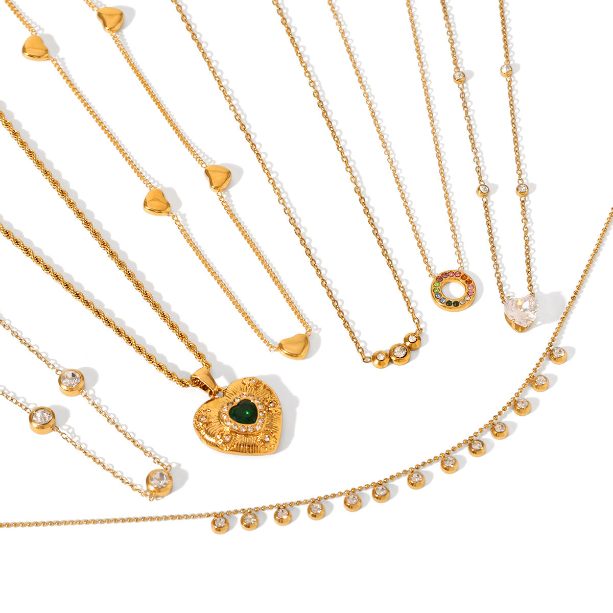 Ins Style Stainless Steel Love Necklace Inlaid With Zircon Clavicle Chain Female Titanium Steel 18K Gold-Plated Necklace