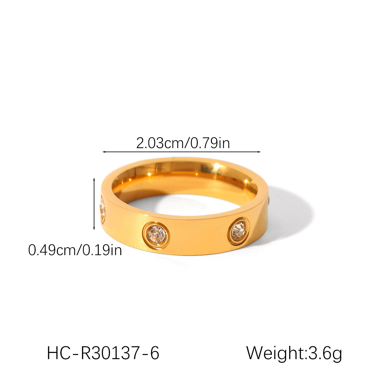 Ins Style Simple Stainless Steel Ring Diamond Ring Female 18K Gold Polished Titanium Steel Ring