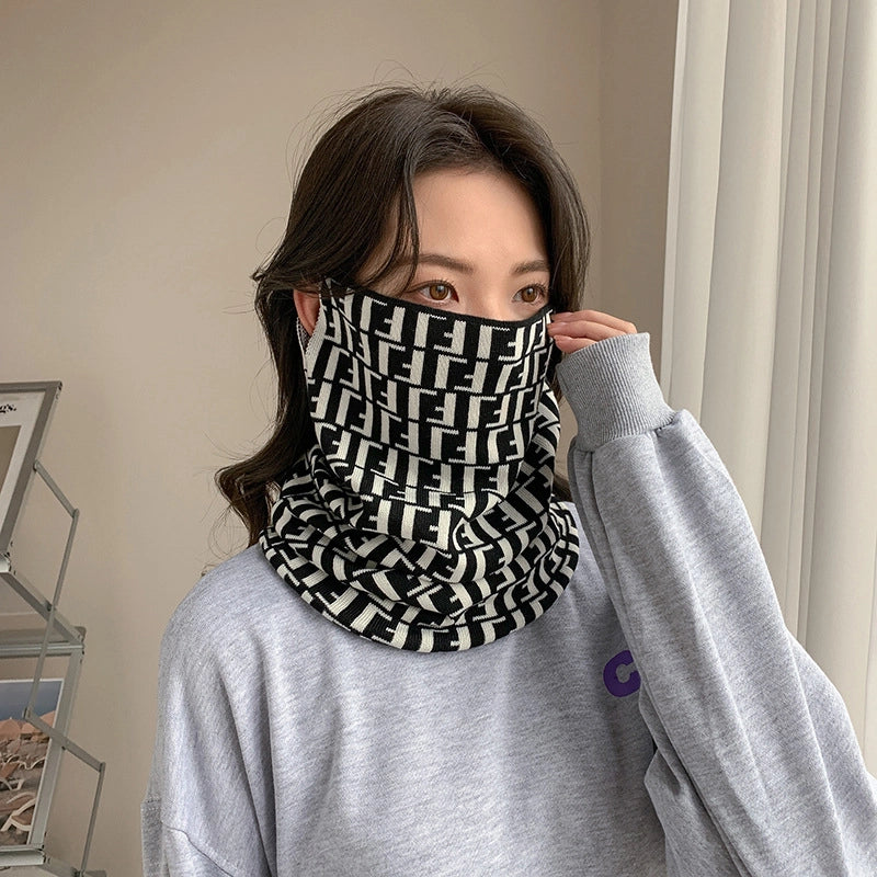 Autumn And Winter Cycling Knitted Mask Windproof Warm Multi-functional Scarf Neck Protection Collar Confinement Cap Thickened Small Scarf
