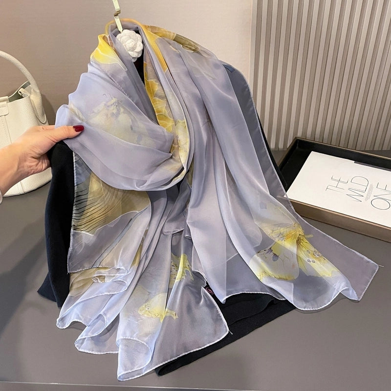 Spring And Summer New Yourou Silk Scarf Large Size Printed Beach Towel Dot Travel Vacation Sunscreen Scarf Women's Spot