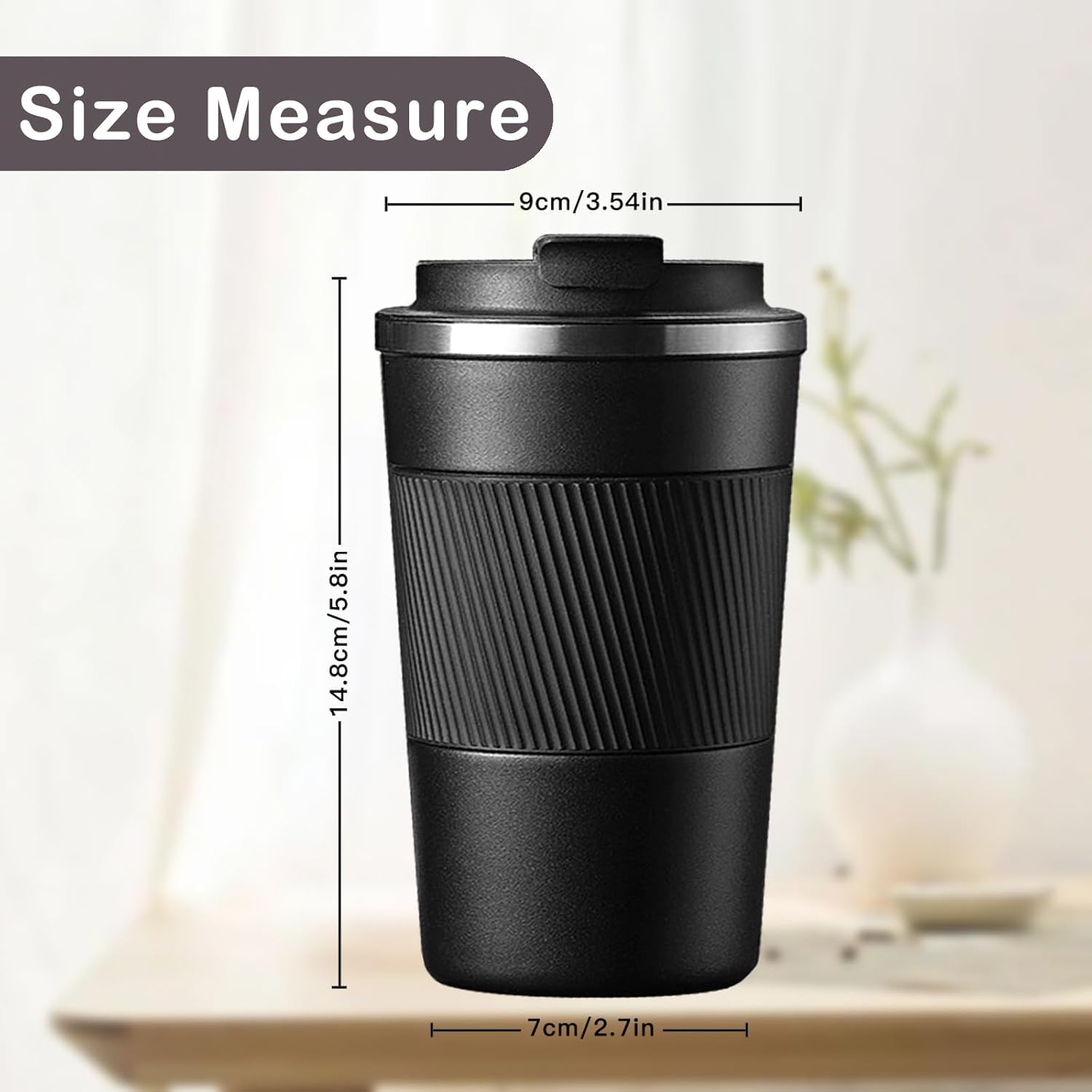 Senshuomy Travel Mug, Insulated Coffee Cup with Leakproof Lid, Reusable Coffee Cups Travel Cup, Stainless Steel thermaol Mug for Hot Cold Drinks (Green 380ml)