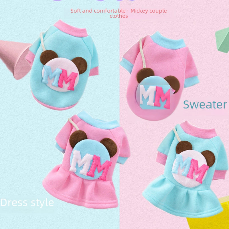 Cute Pet Princess Dress Autumn/winter Clothes For Teddy Bichon Cats Small Dogs Fashionable Pet Apparel