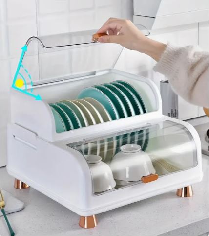 Multi-Function Dish Rack. Drain Dish Rack With Cover. Dish Drainer Utensil Organizer For Kitchen