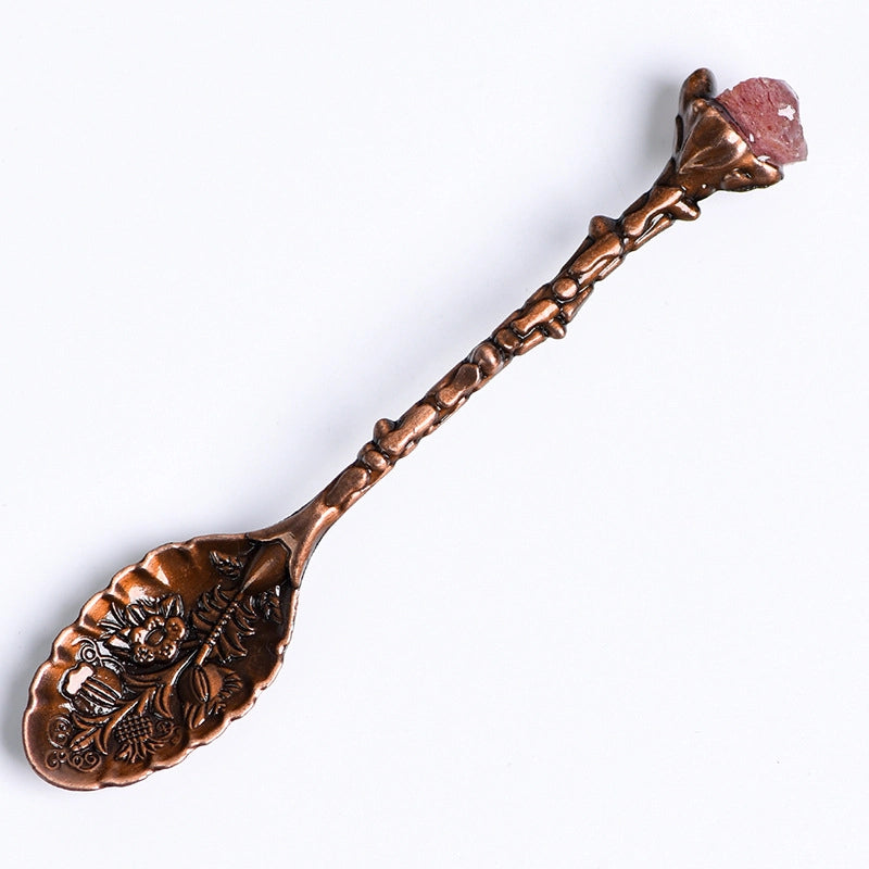 2 Pieces Elegant Lady Minimalist Geometric Crystal Spoon
