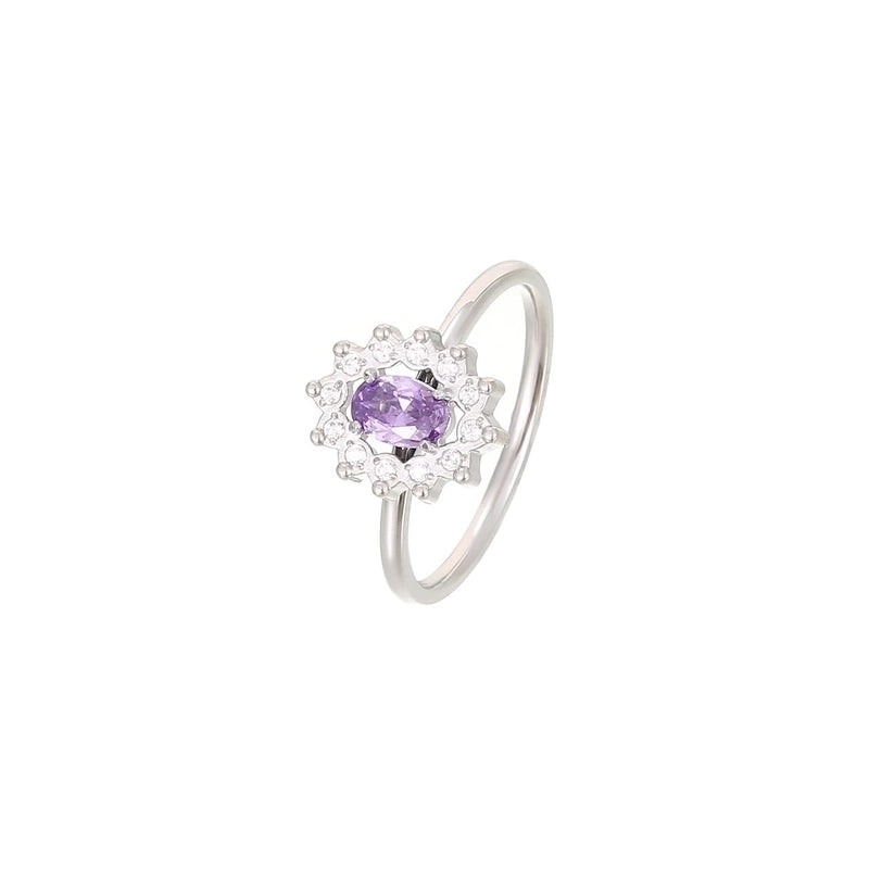 IG Style Shiny Flower 304 Stainless Steel Zircon White Gold Plated Gold Plated Plating Inlay Rings