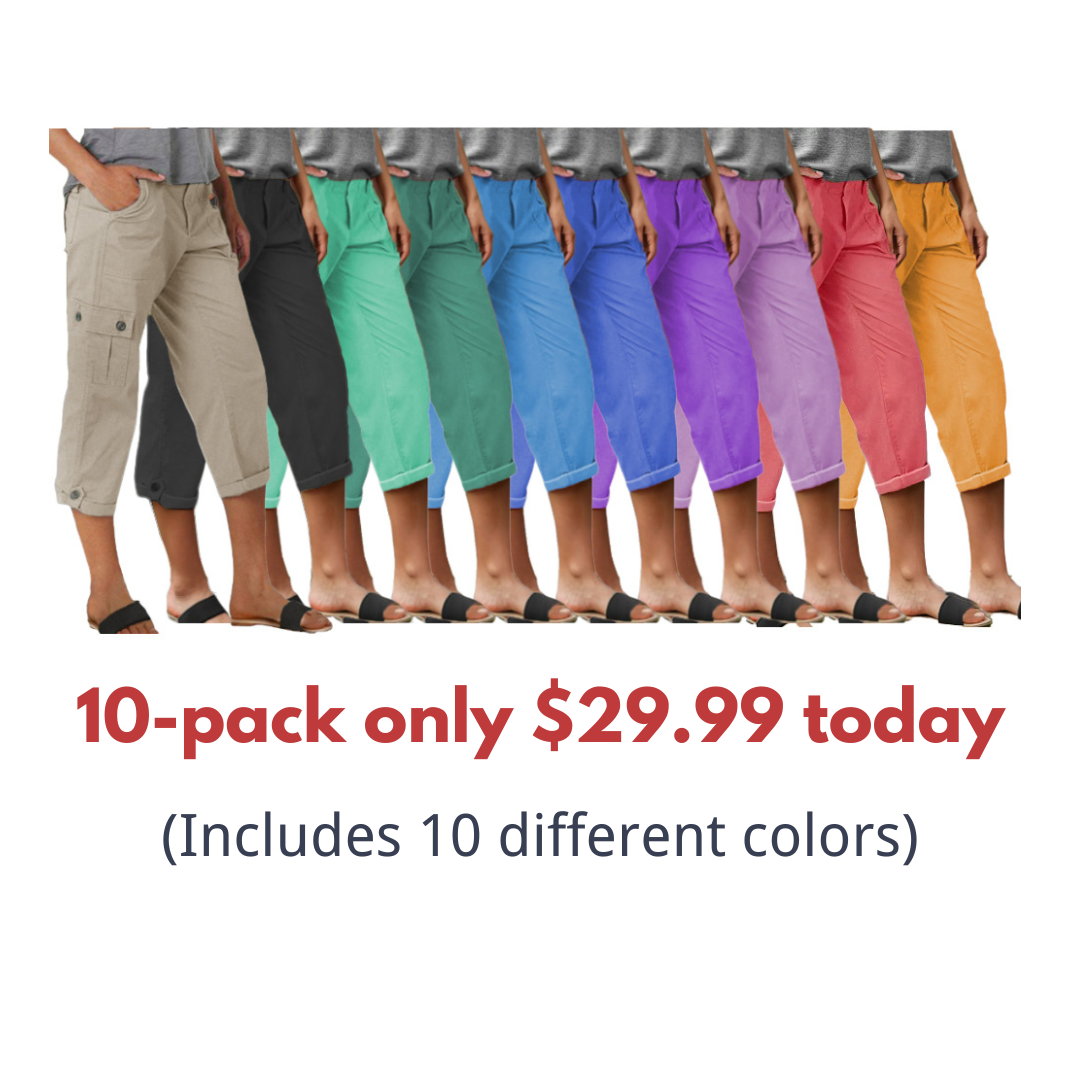 🔥 8 PACK-$24.96 TODAY ONLY🔥Roll Tab Hem Multi Pocket Capri Mid Waist Cargo Pants
