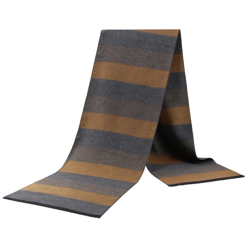 New Men's Scarf Winter Warm Pull Striped Scarf Imitation Cashmere Middle-aged Leisure Scarf