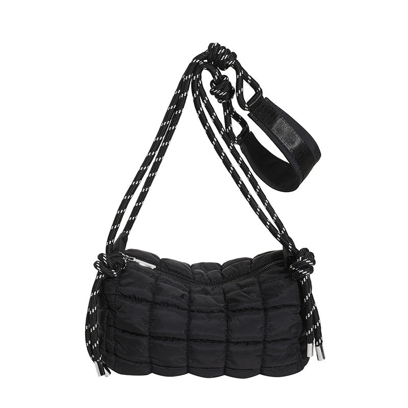 Women's Cotton Plaid Cute Pillow Shape Zipper Cloud Shape Bag