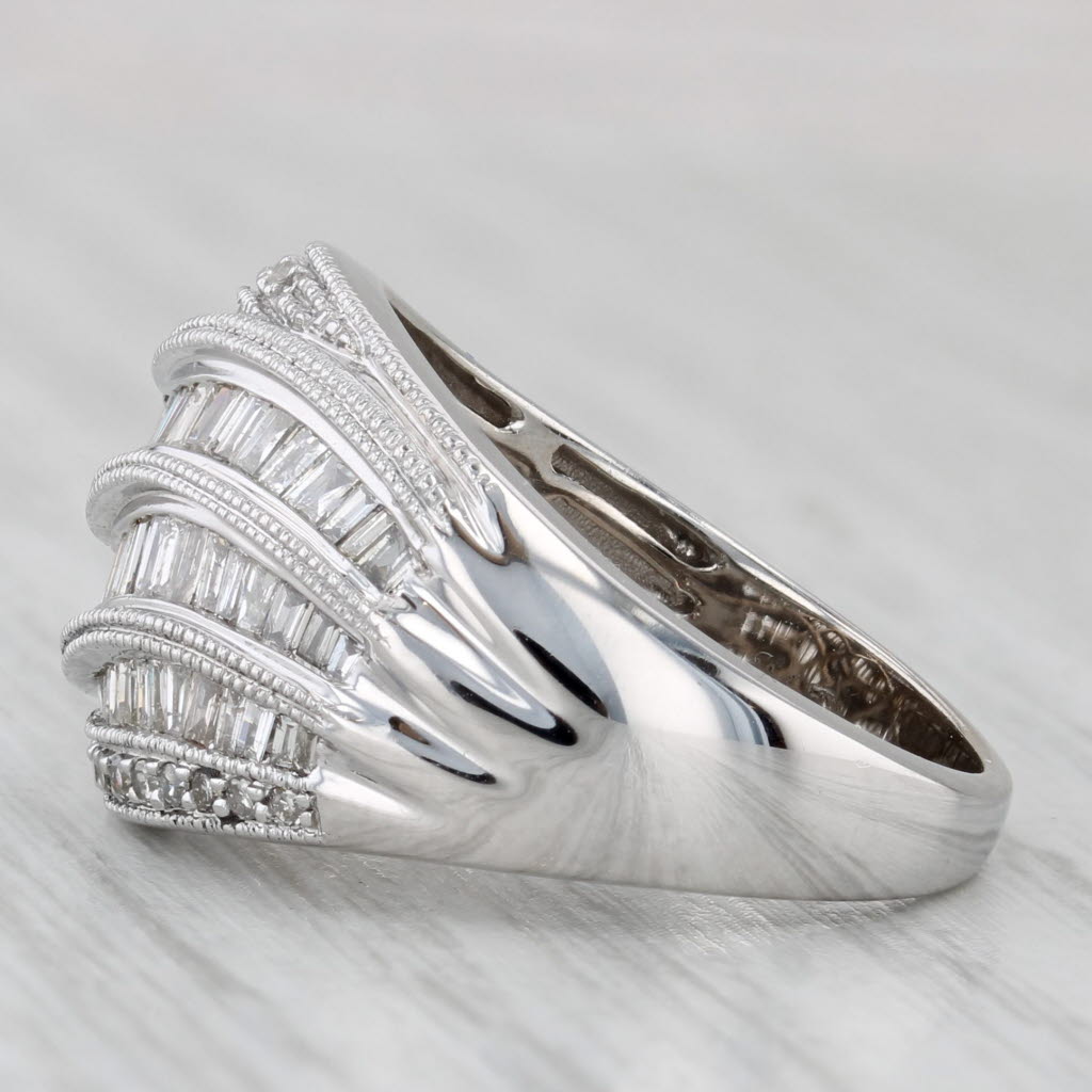 1.56ctw Diamond Curved Channel Set Ring 14k White Gold Size 7.25